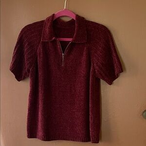 Soft Burgandy polo half zip